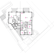 Plan of apartment layout. - Plan of apartment angle, architecture, area, design, diagram, drawing, floor plan, line, plan, product design, schematic, structure, white