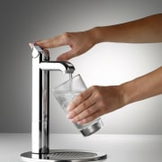 view of the stainless tapware - view of kettle, product, product design, small appliance, tap, gray, white