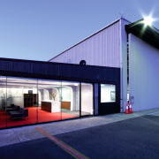 Exterior view of the architectually designed building, concrete architecture, building, corporate headquarters, facade, home, house, real estate, blue, teal