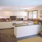 Renovated kitchen with granite benchtop and cream cabinetry, cabinetry, countertop, cuisine classique, floor, interior design, kitchen, real estate, room, gray, white