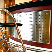 view of the curved cabinet showing bright colours flooring, furniture, interior design, wood, brown