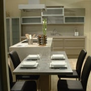 Kitchen with Askilan stone-look surfaces used in benchtops countertop, furniture, interior design, kitchen, table, brown, black