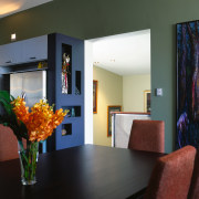 view of the dining area part of the ceiling, dining room, home, interior design, living room, real estate, room, table, wall, black