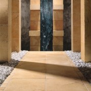 Outdoor living area with natural coloured tiles on architecture, floor, flooring, hardwood, interior design, tile, wall, wood, wood flooring, brown, orange