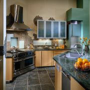 view of the kitchen showing custom cabinetry, marble cabinetry, countertop, cuisine classique, home, interior design, kitchen, room, brown