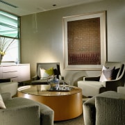 view of this casualrelaxed meeting room with comfy ceiling, interior design, living room, room, window, brown