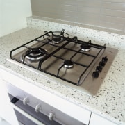 view of the bosch gas cooktop - view cooktop, countertop, gas stove, home appliance, kitchen stove, sink, gray, white