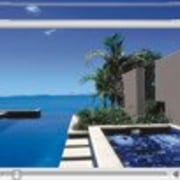 Outdoor pool with wet edge, spa pool to area, mode of transport, product, property, blue