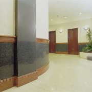 view of the granite  benchtops and wall floor, flooring, glass, hardwood, interior design, lobby, property, real estate, wall, yellow