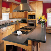 view of the hi- macs kitchen benchtop - cabinetry, countertop, cuisine classique, interior design, kitchen, kitchen stove, room, brown