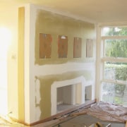 view of the regibbed wall - view of ceiling, floor, home, interior design, paint, plaster, property, real estate, room, wall, window, white