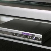 view of the dvd player with built in electronics, technology, black, gray