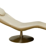 View of a long, curvey, cream leather seat chair, chaise longue, furniture, product design, white