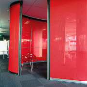 view of the red pod small meeting room architecture, ceiling, door, glass, interior design, red, wall, wardrobe, red