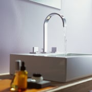 Aclose up view of a square white sink bathroom, bathroom sink, plumbing fixture, product design, sink, tap, gray, white