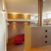 view of the vents at the back of architecture, ceiling, daylighting, floor, flooring, hardwood, interior design, laminate flooring, lighting, lobby, room, stairs, wall, wood, wood flooring, brown, orange