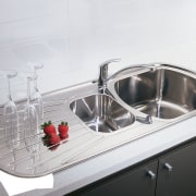 Stainless steel sink with mixer taps, deep bowl bathroom sink, hardware, plumbing fixture, product design, sink, tap, white