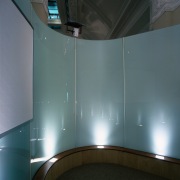 view of the curved glass display that was architecture, ceiling, daylighting, glass, interior design, light, gray, black