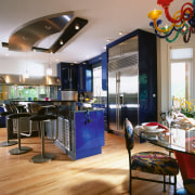 A view of the kitchen and dining areas, countertop, interior design, kitchen, room