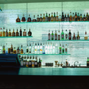 View of hotel bar with glass feature wall leisure, water, teal, black