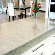 view of the boral polished concrete benchtop in countertop, floor, flooring, hardwood, home, interior design, kitchen, table, tile, white