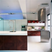 minimalist kitchen with sharp angles and clean lines cabinetry, countertop, interior design, kitchen, product design, gray