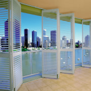 An interior view of the shutters. - An interior design, product, real estate, window, window covering, gray