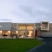 view of the architecturaly sdesigned house featuring projecting architecture, building, elevation, facade, home, house, property, real estate, white
