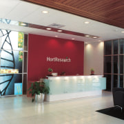 Reception area of HortResearch - Reception area of ceiling, interior design, lobby, white, red