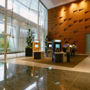 View of the main foyer and entrance to architecture, daylighting, floor, flooring, interior design, lobby, real estate, brown