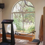 an arched window connects this master bathroom and architecture, daylighting, door, furniture, home, interior design, table, window, brown, gray