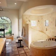 the curves of the tub, shower and low bathroom, bathtub, ceiling, estate, floor, flooring, home, interior design, real estate, room, tile, wall, brown, orange