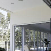 A view of the different lighting options for architecture, ceiling, daylighting, home, house, interior design, window, gray