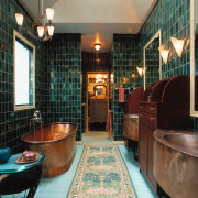 this master suite by architect kathryn Quinn and bathroom, estate, flooring, home, interior design, real estate, room, black