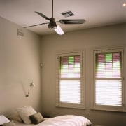 View of the stained glass windows in the bedroom, ceiling, daylighting, home, house, interior design, light fixture, lighting, room, wall, window, wood, brown, gray