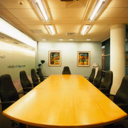 A view of the various interior designs created ceiling, conference hall, interior design, table, orange