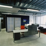 A view of the office furniture. - A furniture, interior design, office, black, gray