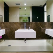 A view of the plumbing done in some bathroom, floor, interior design, product design, room, sink, tap, gray, brown