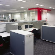 view of the desk layout and office furniture desk, furniture, office, product design, gray, black