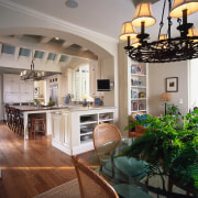 A view of the kitchen. - A view ceiling, countertop, dining room, home, interior design, kitchen, living room, real estate, room, gray