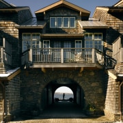 Exterior view of building with cedar cladding, and architecture, building, estate, facade, home, house, neighbourhood, real estate, residential area, window, black