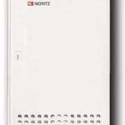 A view of Noritz tankless hot water system. product, product design, white