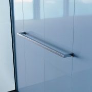 View of stainless steel towel rail. - View angle, glass, line, product design, sky, teal, white