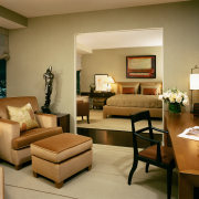 view of the spacious master bedroom and study furniture, interior design, living room, room, suite, brown, orange