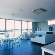 view of the  interior space of this apartment, architecture, ceiling, daylighting, interior design, real estate, table, teal, gray