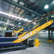 View of airport baggage handling equipment. - View factory, industry, manufacturing, public transport, steel, structure, transport, gray, black