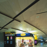 View of stepped design suspended ceiling at airport airport, airport terminal, architecture, ceiling, daylighting, infrastructure, metropolitan area, brown