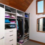 Dressing room with wardrobe storage system. - Dressing closet, furniture, room, wardrobe, gray, brown