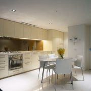 view of this kitchen in yve apartments featuring architecture, countertop, interior design, kitchen, real estate, room, gray