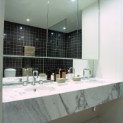 A view of some stone surfaces by SMG architecture, bathroom, countertop, glass, interior design, room, sink, tile, gray